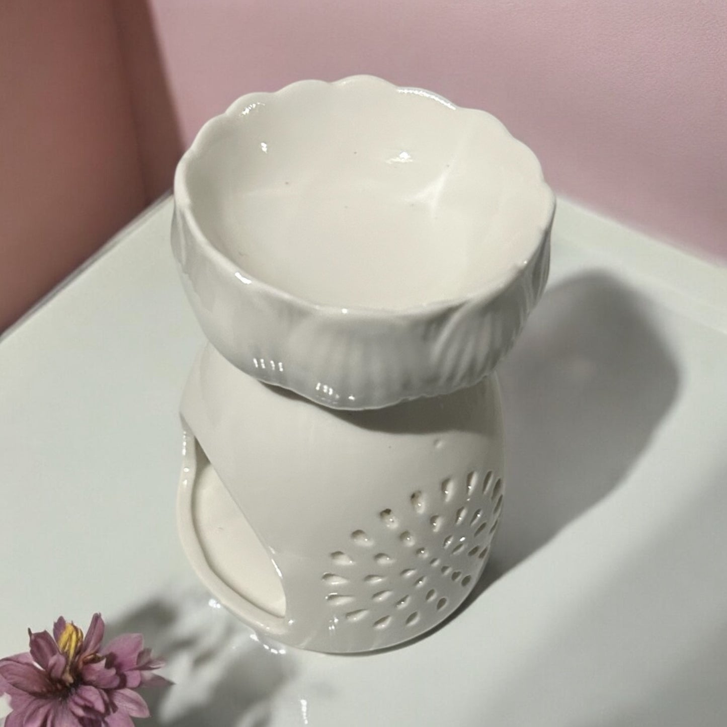 Bruleur Cube de Cire - Blanc floral