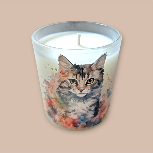 Bougie 6oz vanille personnalisée chat