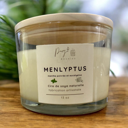 Bougie Menlyptus (menthe poivrée et eucalyptus) 13 oZ 3 mèches